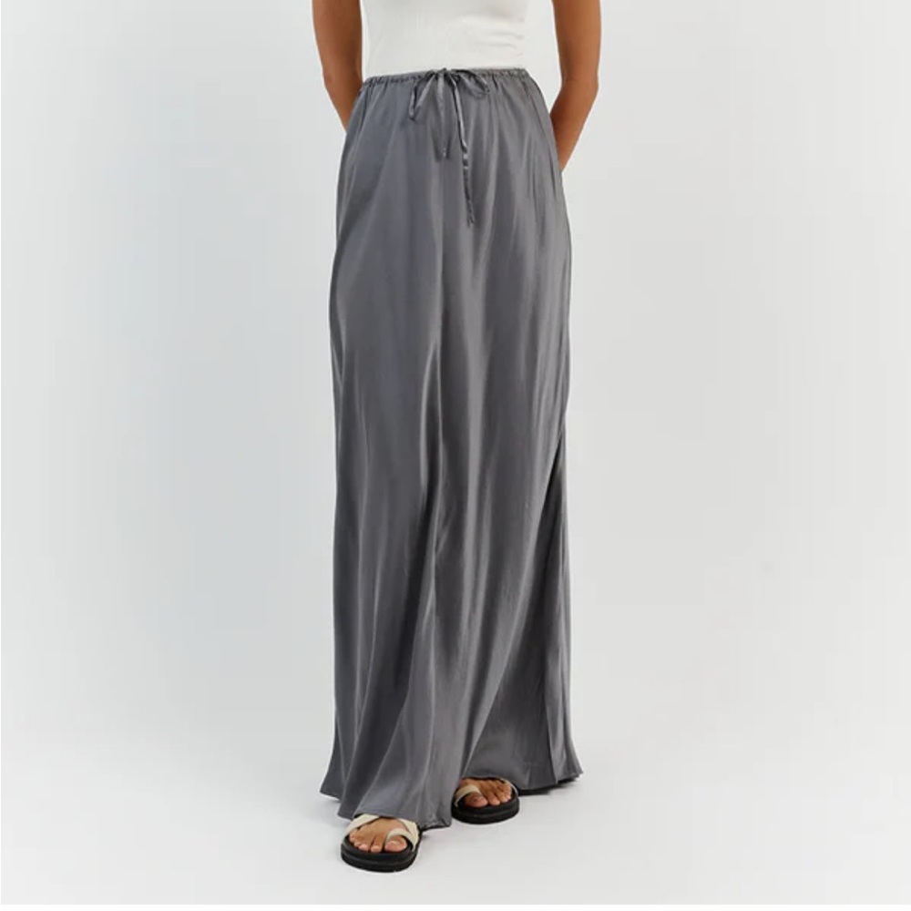 Dissh Layla Charcoal Silk Midi Skirt